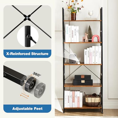 DUMOS 5 Tiers Bookshelf ZWJ-RU H 62.2in W 23.62in D 11.8in Metal