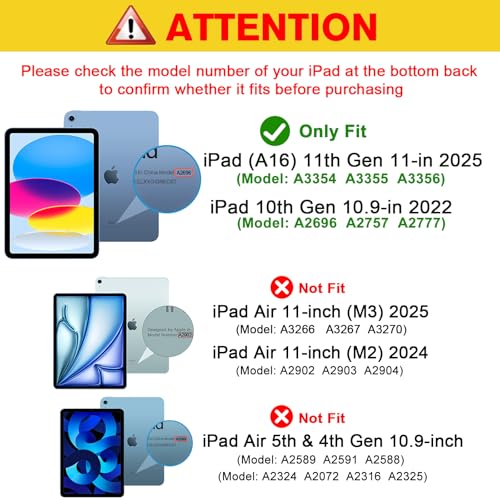 ProCase 11 Inch 2025 Model A3354 A3355 A3356 / 10.9 Inch 2022 Model A2696 A2757 A2777 Black Tablet Case - TPU
