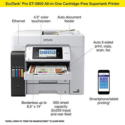 Epson 39.2 lbs EcoTank ET-5800 Color Inkjet Printer 4800 x 2400 dpi