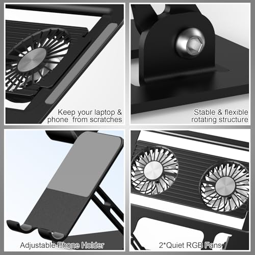 Electmagic 11.8" x 8" x 1.7" L07 Adjustable Laptop Cooling Pad Black
