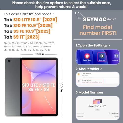 SEYMAC Stock 10.9 Inch Case for Samsung Galaxy Tab S10 Lite/S10 FE/S9 FE/ S9 - Hybrid/Silicone