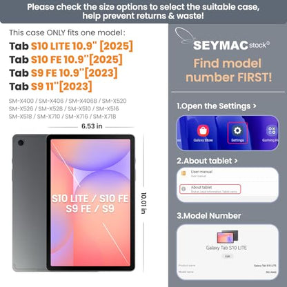 SEYMAC Stock 10.9 Inch Case for Samsung Galaxy Tab S10 Lite/S10 FE/S9 FE/ S9 - Hybrid/Silicone