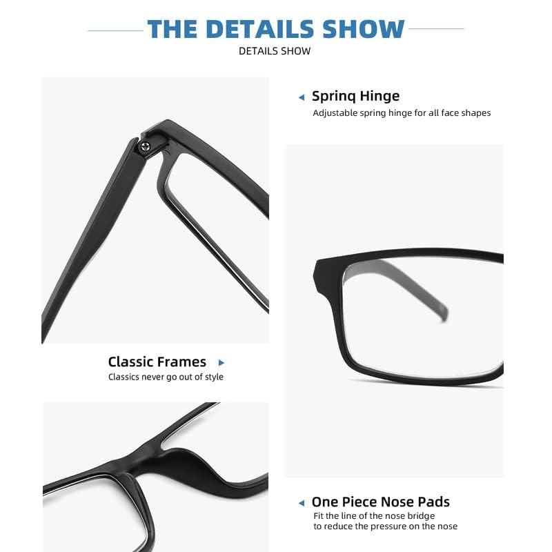 JAWSOCK 4 Pack Reading Glasses Categorical Design BS207-4MIX-150 Adult Size Optical Power: 1.5 Diopters