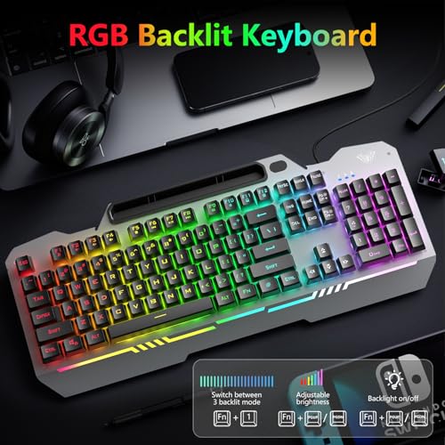AULA 17.5" T102 Wired Membrane Keyboard and Mouse Combo USB-A QWERTY Compatible with Windows and MacOS