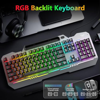 AULA 17.5" T102 Wired Membrane Keyboard and Mouse Combo USB-A QWERTY Compatible with Windows and MacOS