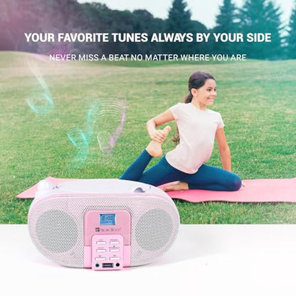 SINGING WOOD 2 Speakers GC01-P Stereo Audio System CD/MP3 Bluetooth 2 Watts Rose