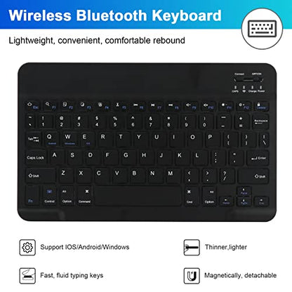 SOPPY 11-inch Keyboard Case with Detachable Wireless Mouse, Bluetooth, Rechargeable, Ambidextrous, Black
