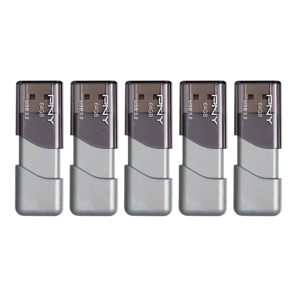 PNY 64GB Turbo Attaché 3 USB 3.0 Flash Drive, Silver
