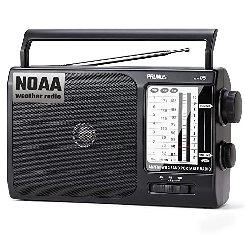 PRUNUS 9.17" J05 Analog Portable Battery Powered AM/FM/Weather Radio