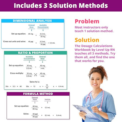 Level Up RN Dosage Calculation Workbook - 283 Pages - NCLEX ATI HESI Test Preparation