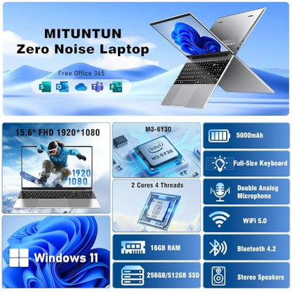 MITUNTUN 15.6 Inch Laptop Core M3-6Y30 1920x1080 256GB SSD 16GB RAM Ultra-Portable