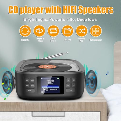 HOVOYNN 6.5in HC030 Stereo Bluetooth Portable CD Speaker System with FM Radio