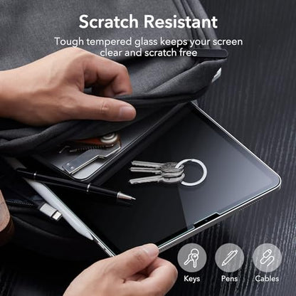 ESR 2 Pack Tempered Glass Screen Protector for iPad Air 5/4 (10.9 inch), iPad Pro 11 inch with Application Tray, Scratch Resistant, Water Resistant