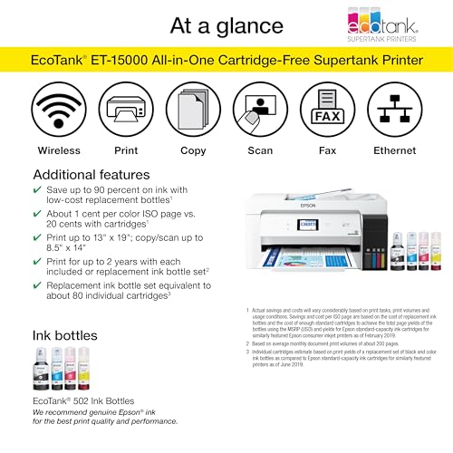 Epson EcoTank ET-15000 Inkjet Printer 4800x1200dpi Wireless All-in-One 21.4lbs