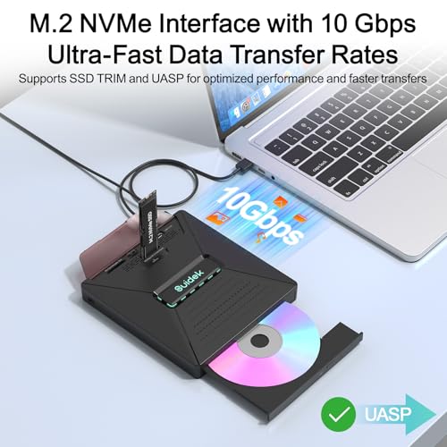 SUIDEK External 7-in-1 CD/DVD Drive F05 USB 3.0 24x Portable Optical Drive