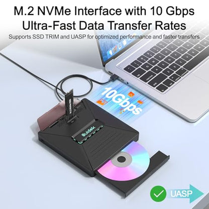 SUIDEK External 7-in-1 CD/DVD Drive F05 USB 3.0 24x Portable Optical Drive