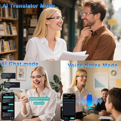 OICIIDO Bluetooth Smart Glasses C1FF32596FBB 164 Languages AI Translation Waterproof IP67 Touch Control Unisex
