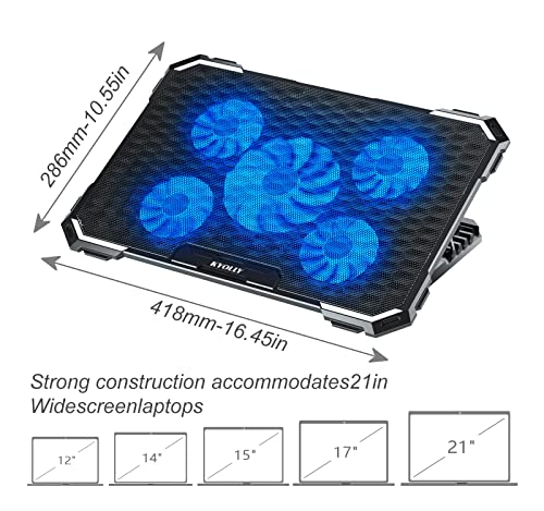 KYOLLY 17.3 Laptop Cooling Pad K20-3 Air Cooling 5 Fans ABS Blue