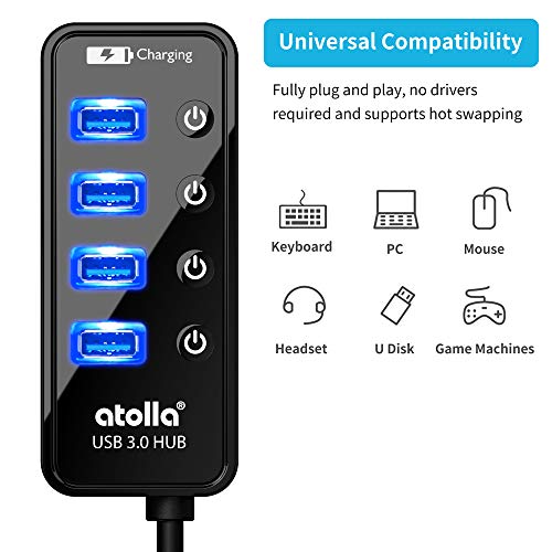 atolla 4-Port USB Hub CH-204U3-K USB 3.0 5Gbps Plastic