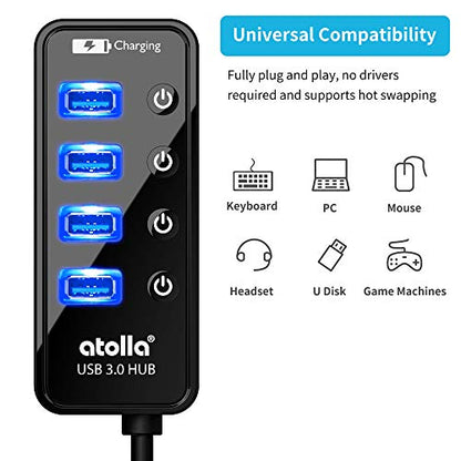 atolla 4-Port USB Hub CH-204U3-K USB 3.0 5Gbps Plastic