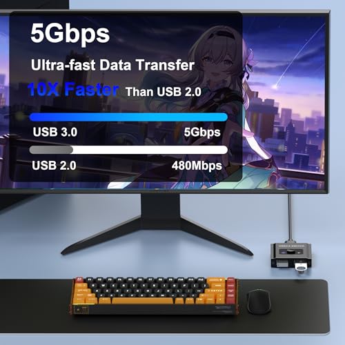 AUKOKIOULA USB 3.0 1A 5V Bi-Directional KVM Switch US-201-005 IP00