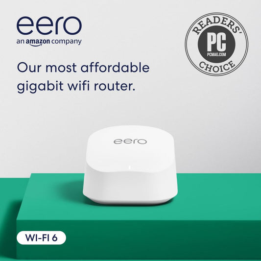Amazon eero 6+ 1-pack Mesh Wifi Router Gigabit Speed Up to 1500 sq. ft. Coverage