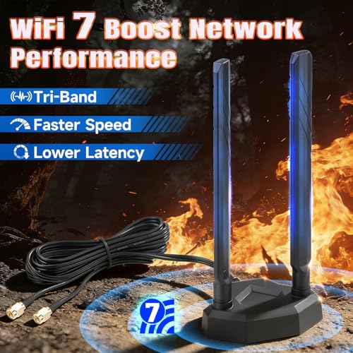 Eightwood Tri-Band WiFi 7 Antenna EWAN0113 2.4GHz 5GHz 6GHz RP-SMA Black