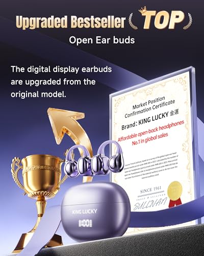King Lucky i121 Open-Ear Bluetooth 6.0 Headphones with Mic, Dynamic Driver, Waterproof, Touch Control, Wireless