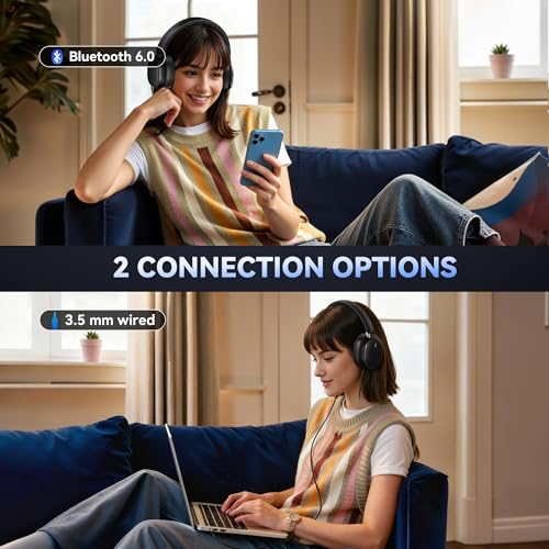 Pointcinco Over Ear Headphones IM01 Active Noise Cancelling Wired & Wireless Bluetooth 6.0