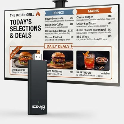 EZ-AD 4K TV Stick Digital Signage Player HDMI Wi-Fi Black