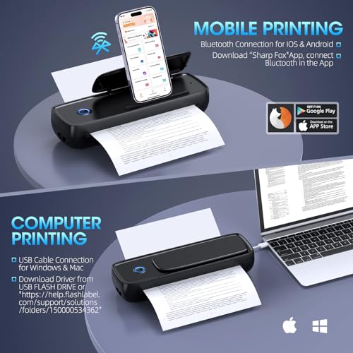 Alinayee 12.2"x3.93"x4.84" Inkless Portable Thermal Printer Monochrome Bluetooth/USB Connectivity