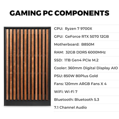 KOTIN KTG60BA797X3250712G Dual Monitor PC, Windows 11 Home, 7680 x 4320 Resolution, Liquid Cooling, Black, Tower