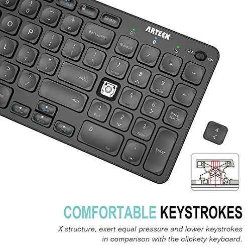 Arteck 14.3" HB305-2 Bluetooth Multi-Device Wireless Keyboard QWERTY Black
