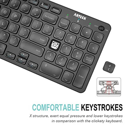 Arteck 14.3" HB305-2 Bluetooth Multi-Device Wireless Keyboard QWERTY Black