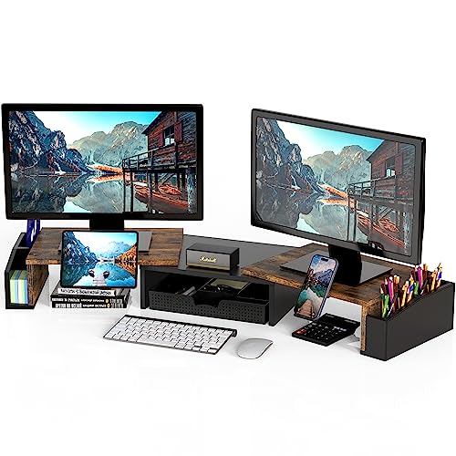 Simple Houseware 45.08 x 10.87 x 4.49 inches DO-09K-R Ergonomic Dual Monitor Stand with Drawer