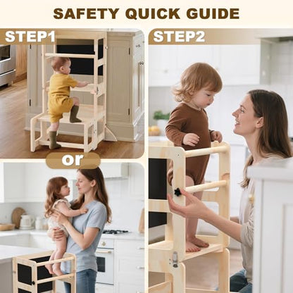 Cravenook 23.5" D x 21.5" W x 34" H LY25 Wood Foldable Toddler Step Stool