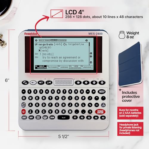 Franklin 6.73 x 6.46 x 1.14 inches MES-2400 Digital Talking Dictionary Multi-Language Translator