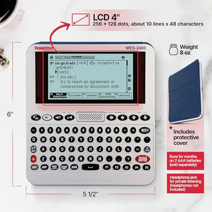 Franklin 6.73 x 6.46 x 1.14 inches MES-2400 Digital Talking Dictionary Multi-Language Translator