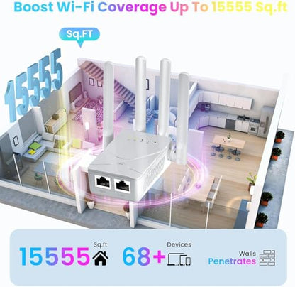 Larirgr WiFi Extender Signal Booster 15555 Sq.ft - r1 - Wireless Signal Amplifier