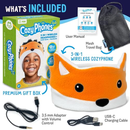 CozyPhones 3.0 FOX Over Ear Headphones Bluetooth 5.0 32 Ohms Wireless Kids Headphones