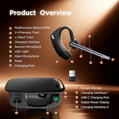 COMEXION G10 Bluetooth Headset V5.3 Wireless Noise Cancellation Earhook