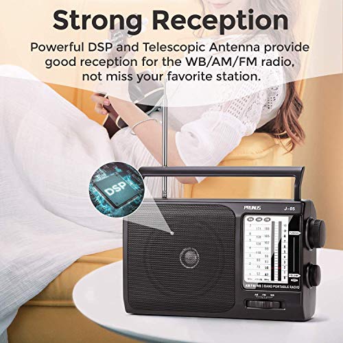 PRUNUS 9.17" J05 Analog Portable Battery Powered AM/FM/Weather Radio