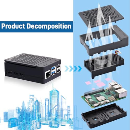 GeeekPi Mini ITX ABS Case with Armor Lite V5 Active Cooler for Raspberry Pi 5