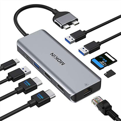 MOKiN 9 Port USB-C Hub HDMI Adapter - Model MOUC0306 - Mac OS 10.14, Dual Monitor, 5Gbps