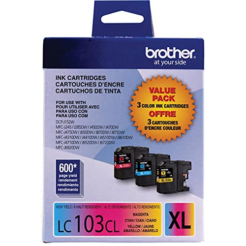 Brother LC1033PKS Innobella High-Yield Ink, 600 Page Yield, Color (Cyan, Magenta, Yellow), 3 Cartridges per Pack
