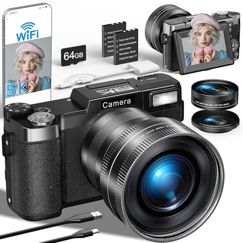 FLATIC CDR2H Compact 64 MP CMOS Digital Camera 5K Video AMOLED Display