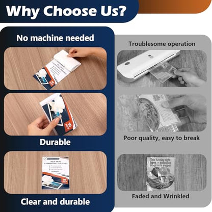 HKSZEH 4x6inch HKSUS-ZH063 Self-Sealing Laminating Pouches No Heat Required