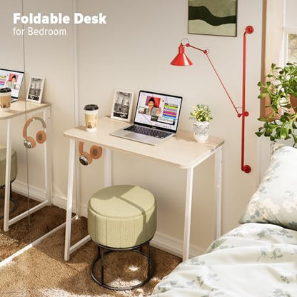 WOHOMO Small Folding Desk ASCOLI-OAK-DH-WOM Computer Desk Light Oak Engineered Wood Space Saving