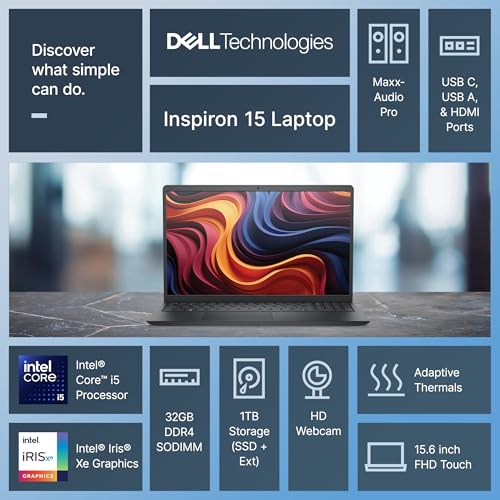 Dell Inspiron 15 2025 15.6 inch 1080p IPS Clamshell Laptop