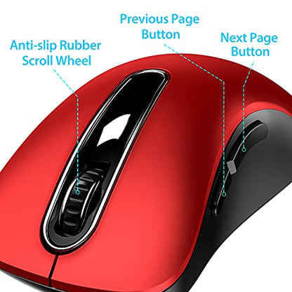memzuoix 2.4G Wireless Mouse WM-697 Optical 1400 DPI Portable Mice Right-Handed Red